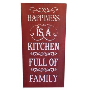 "Happiness is a Kitchen Full of Family" Farmhouse Wooden Kitchen Sign